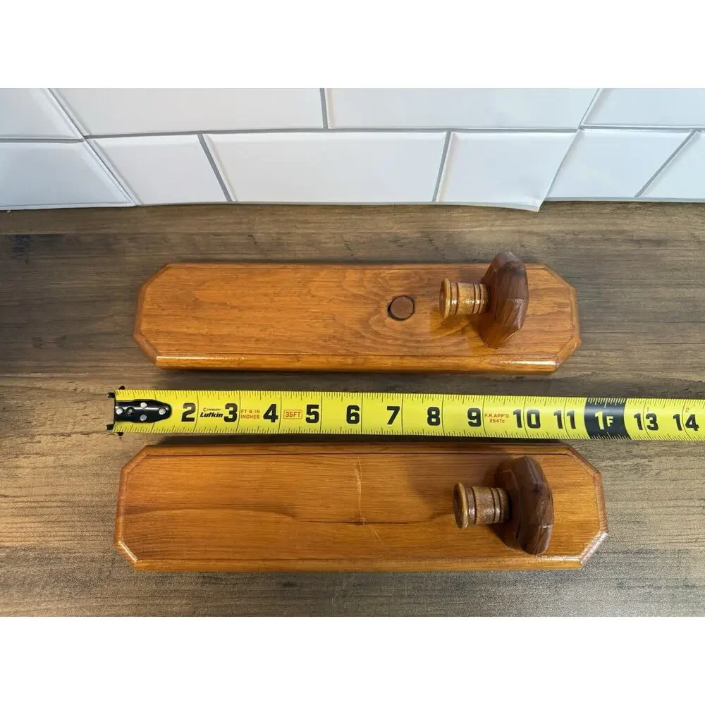 Vintage Pair Wall Mounted Wooden Oak Candle Sconces Grandmacore/Cozy Cottage
